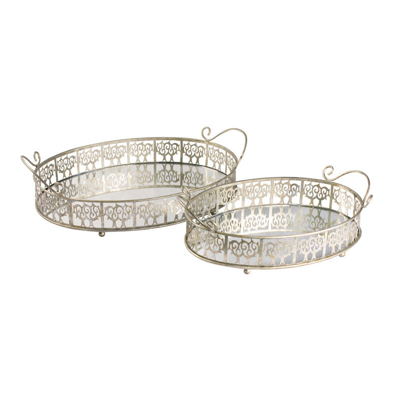 Adrienne Mirrored Tray Set of 2