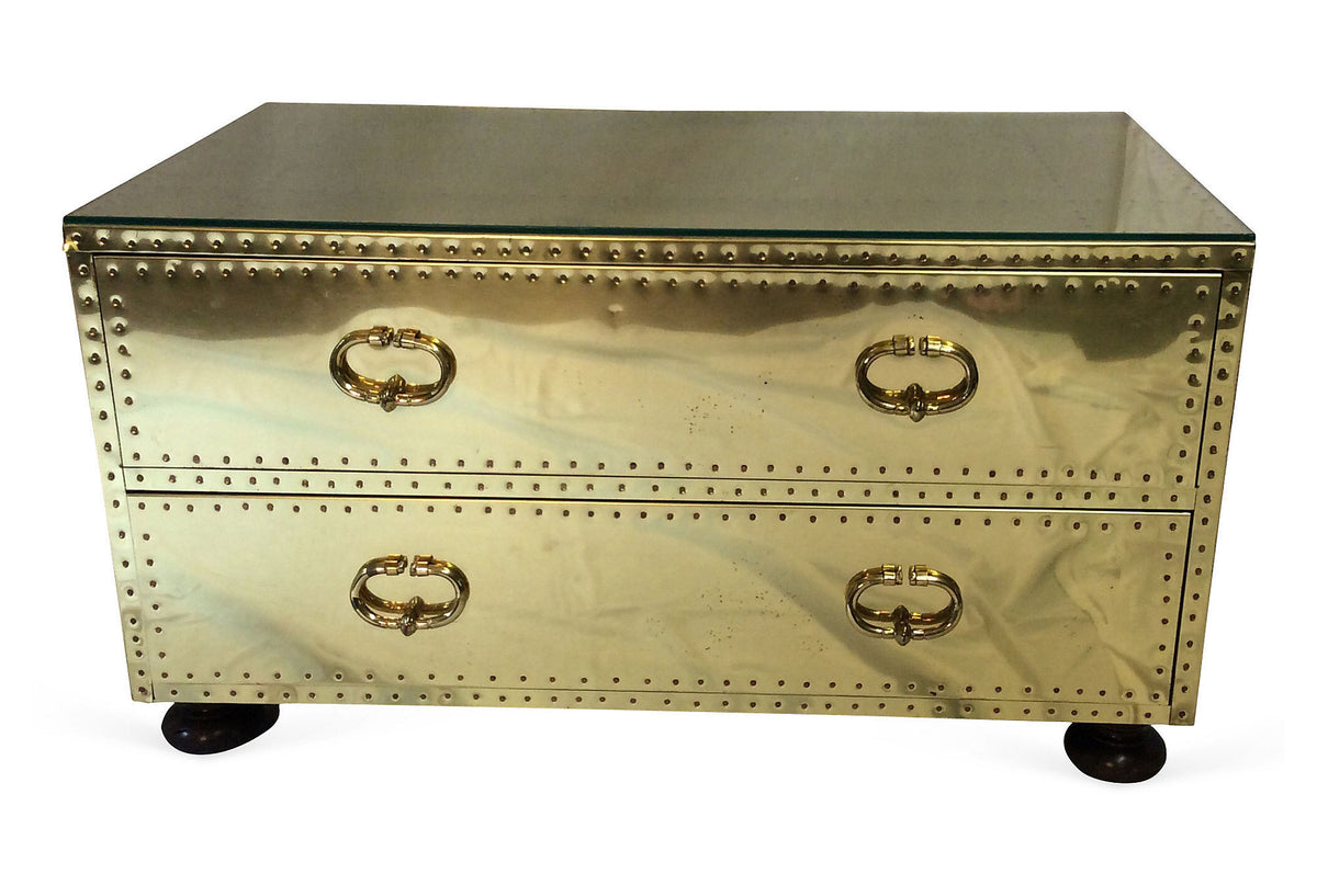 Vintage Brass Two Drawer Trunk