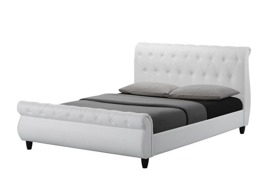 Ainsley White Leather Sleigh Bed