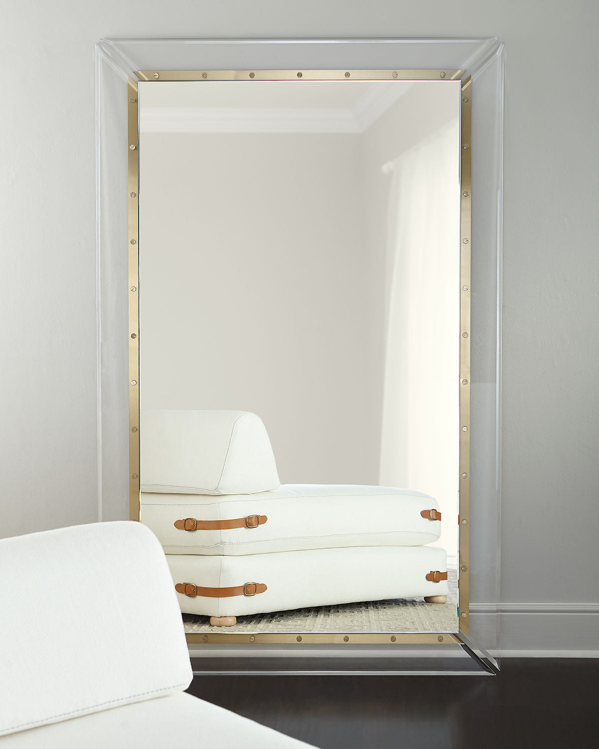 Candace Acrylic and Brass Floor Mirror