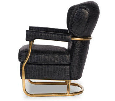 Kris Black Croc and Brass Armchair