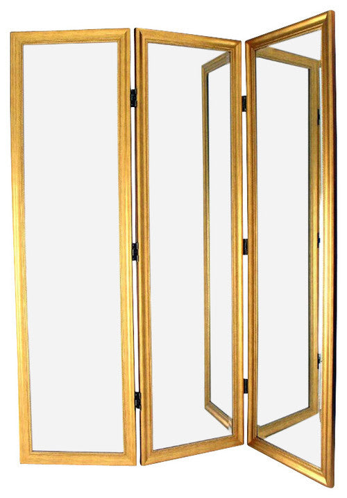 Angie Mirrored Room Divider in Gold