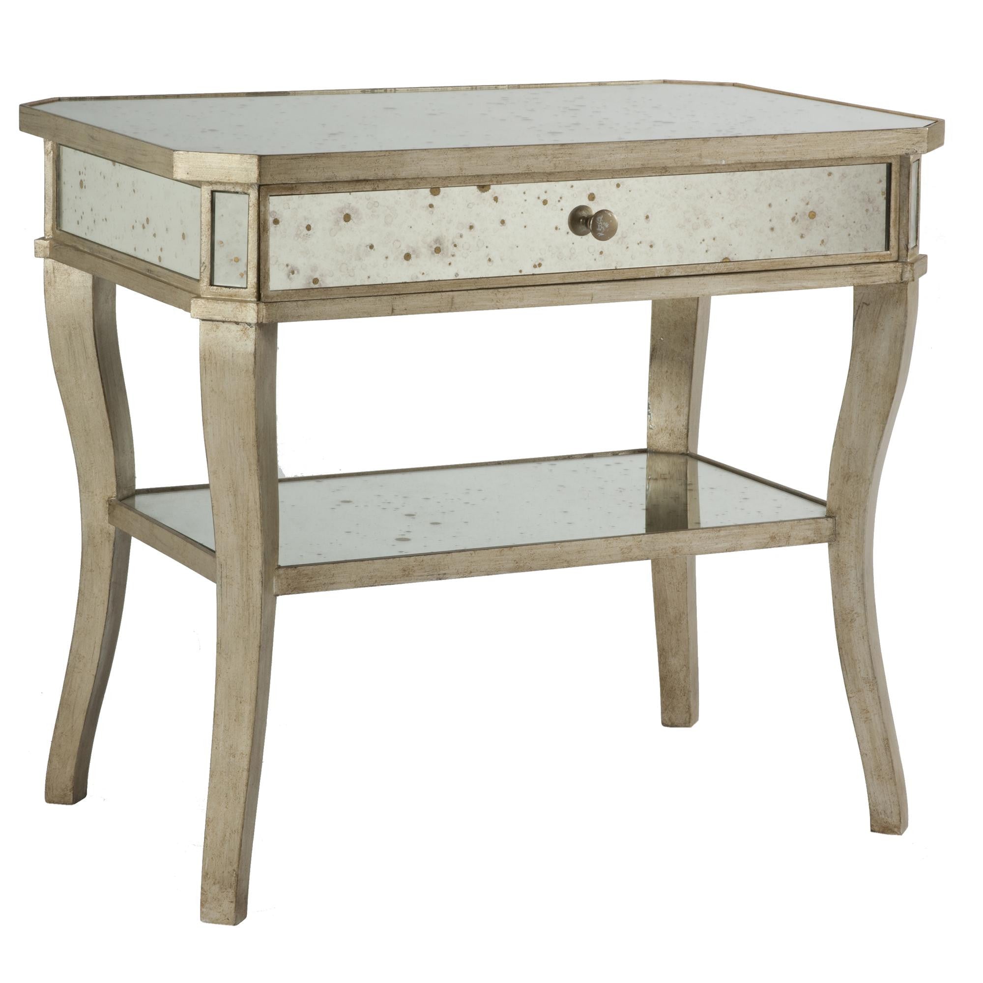 Distressed Mirror Side Table