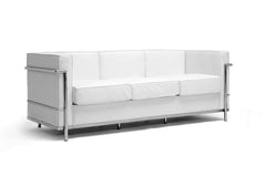 Kat White Leather Sofa