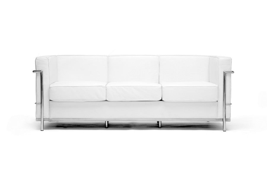 Kat White Leather Sofa